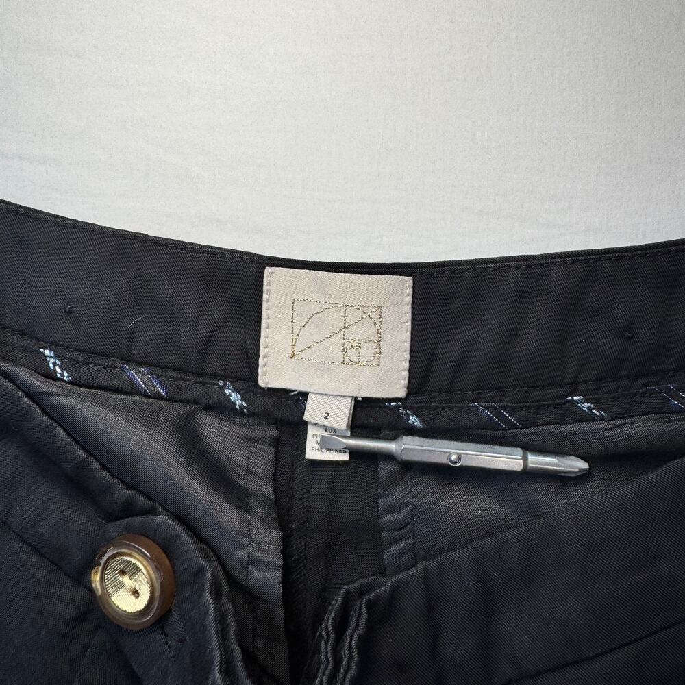 Anthropologie Coquille Black High-Rise Tailored Shorts Gold Button Women’s 2 - Picture 5 of 12